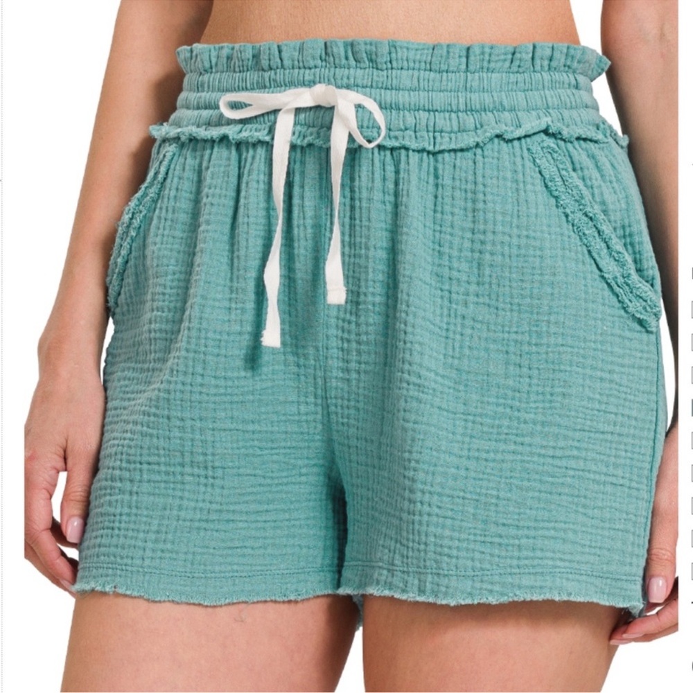 Zenana Outfitters High Waist Aqua Shorts